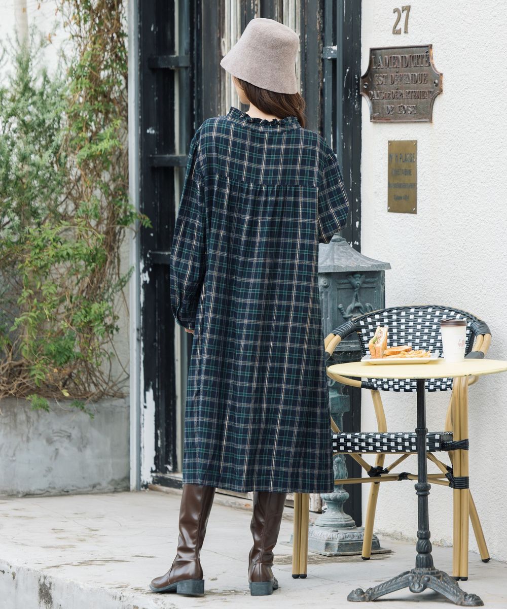 21号(6L～) 起毛ラメチェックワンピース