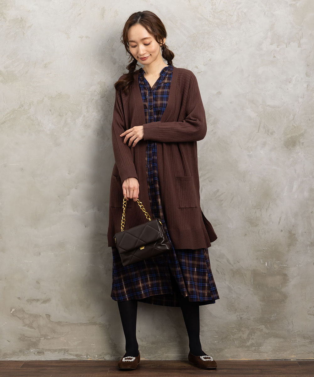 21号(6L～) 起毛ラメチェックワンピース