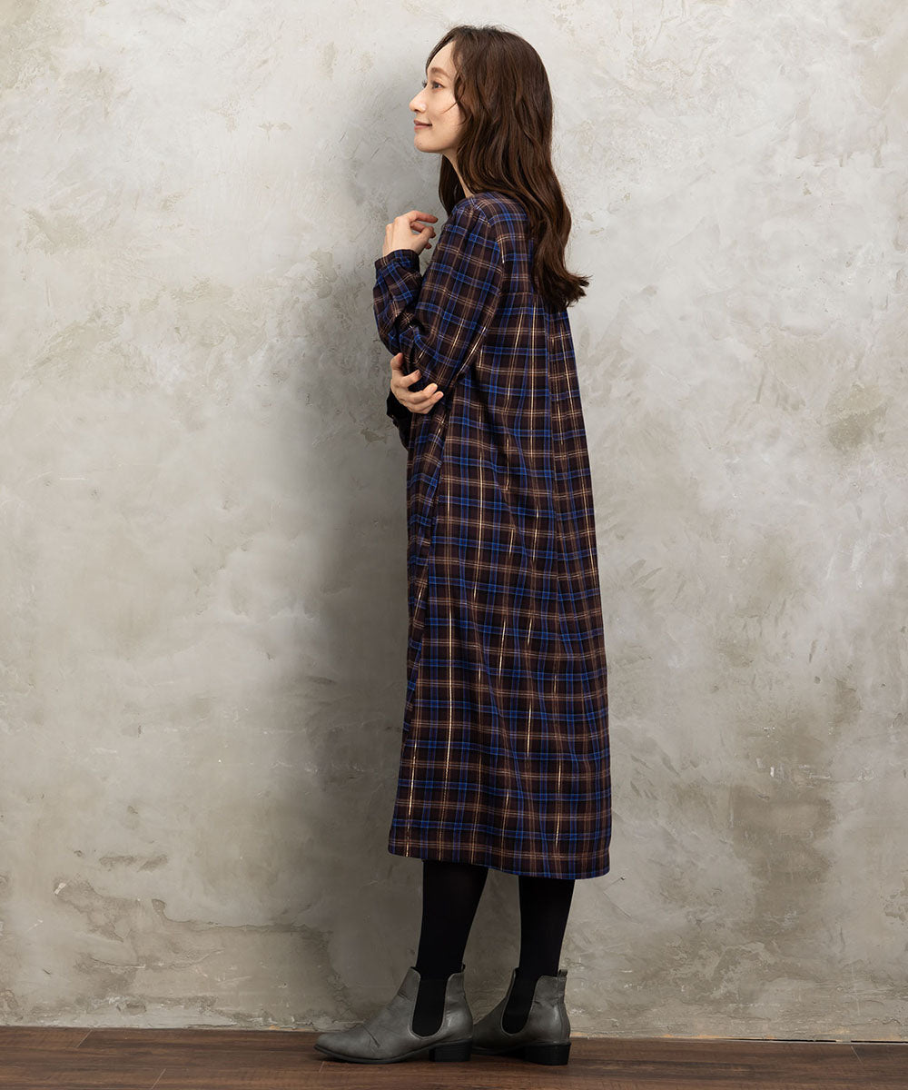 21号(6L～) 起毛ラメチェックワンピース