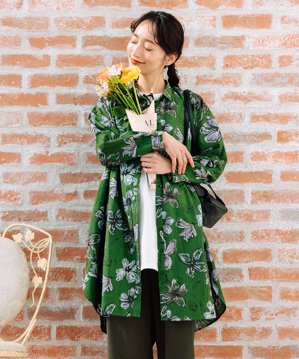 ペイントフラワープリントチュニック