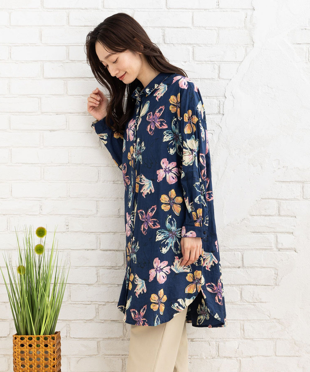 ペイントフラワープリントチュニック