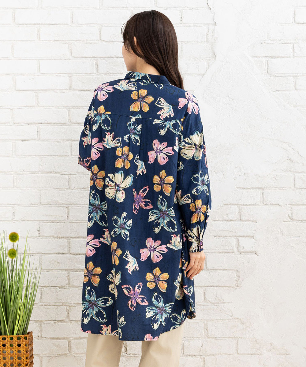 ペイントフラワープリントチュニック