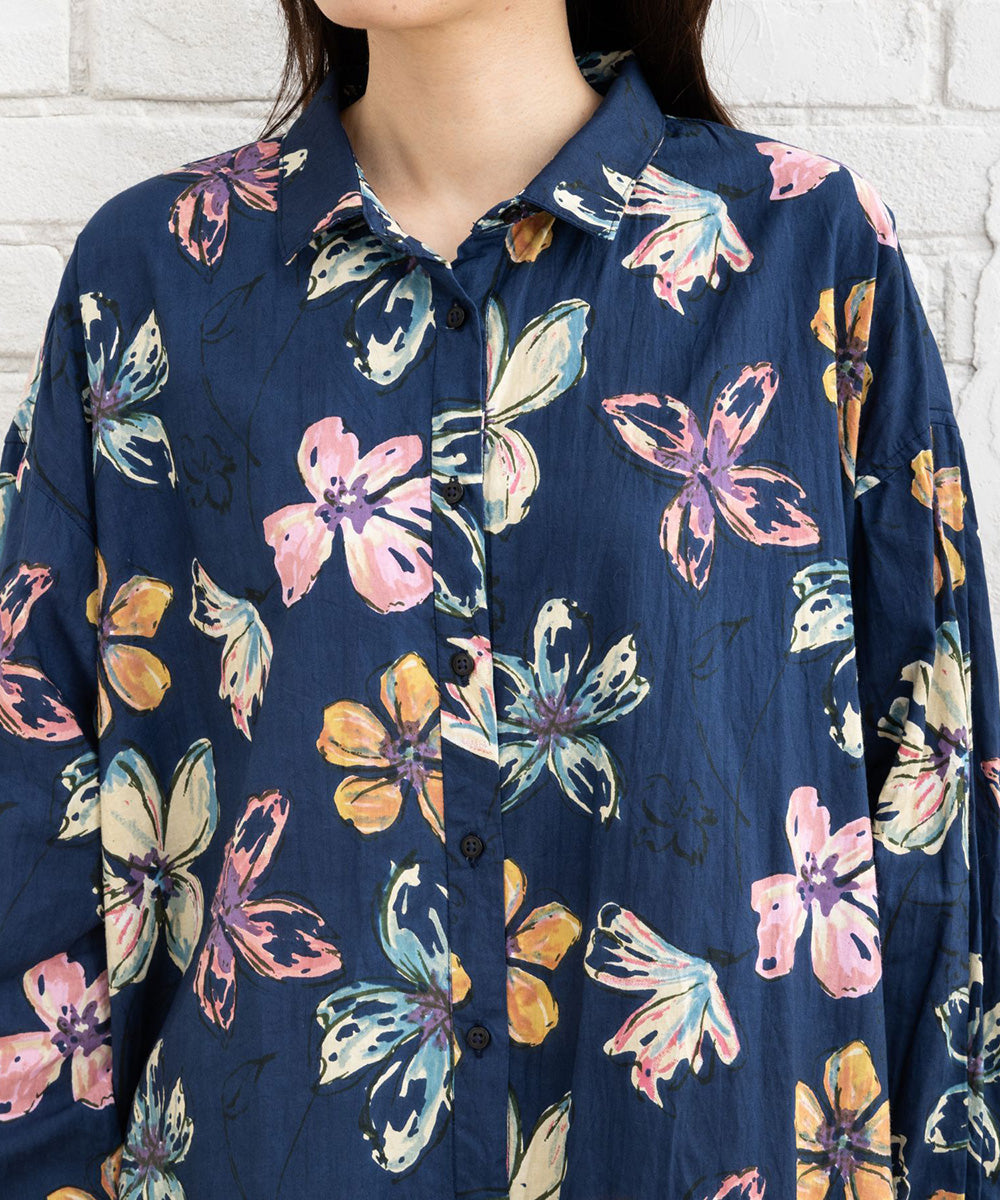 ペイントフラワープリントチュニック