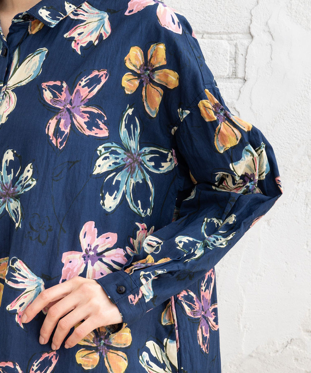 ペイントフラワープリントチュニック