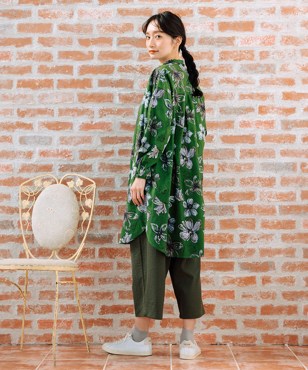 ペイントフラワープリントチュニック