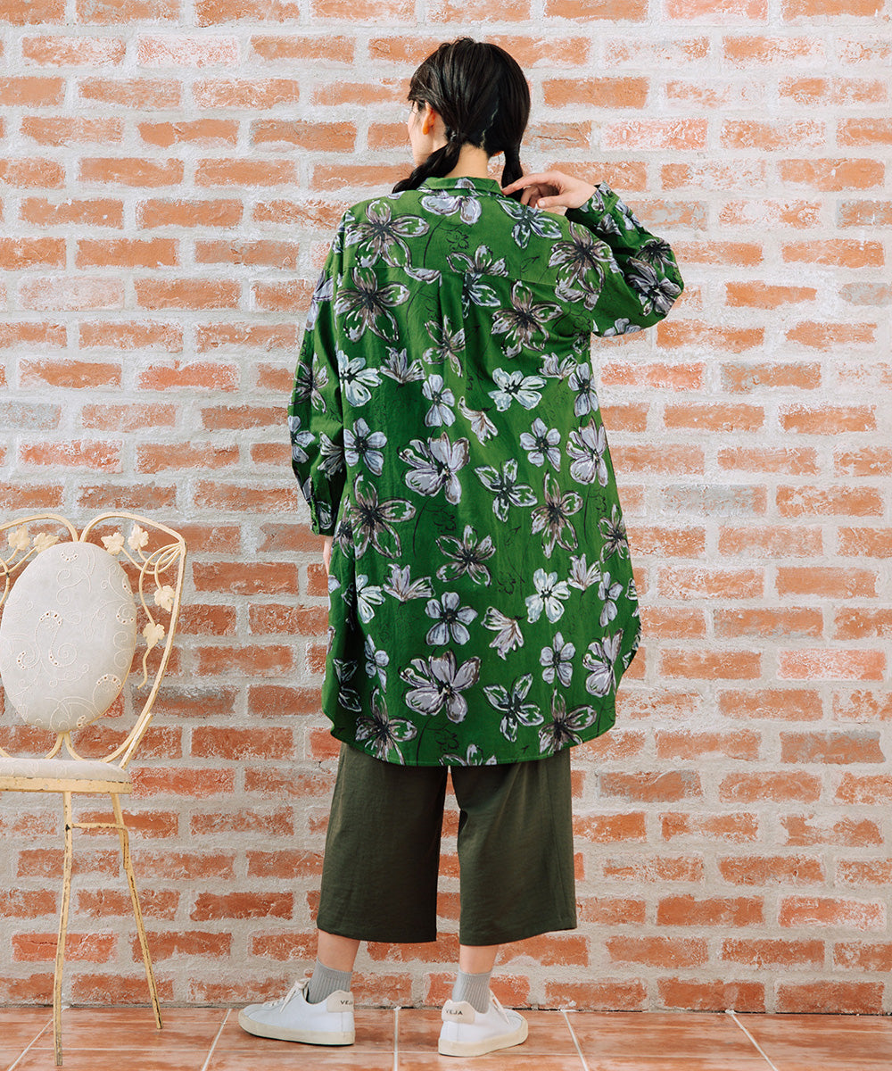 ペイントフラワープリントチュニック