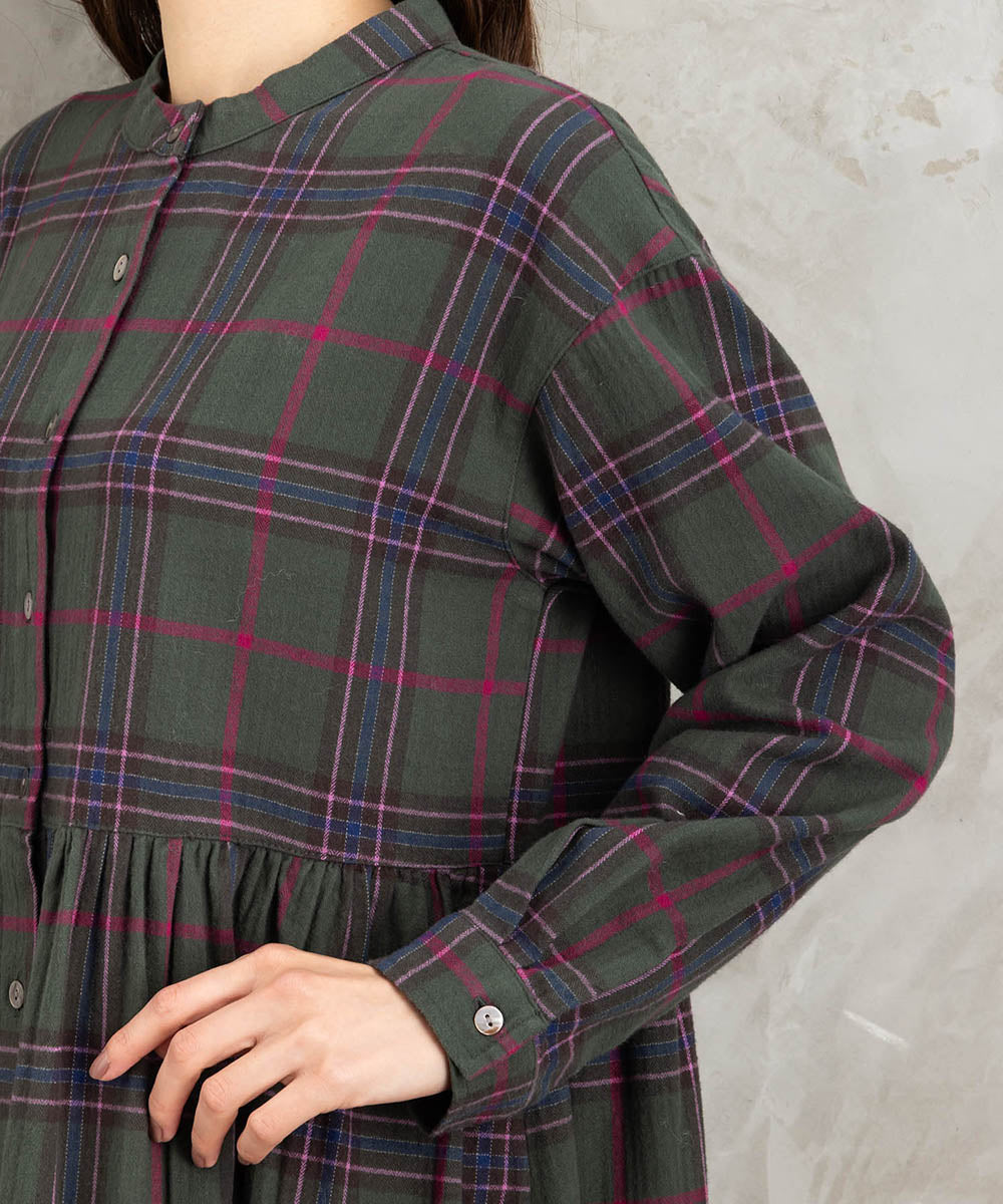 起毛チェックへリンボンワンピース