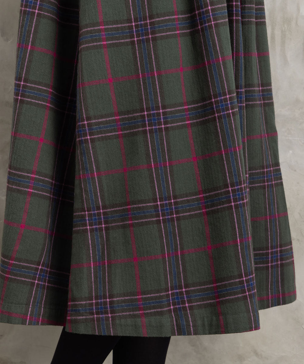 起毛チェックへリンボンワンピース