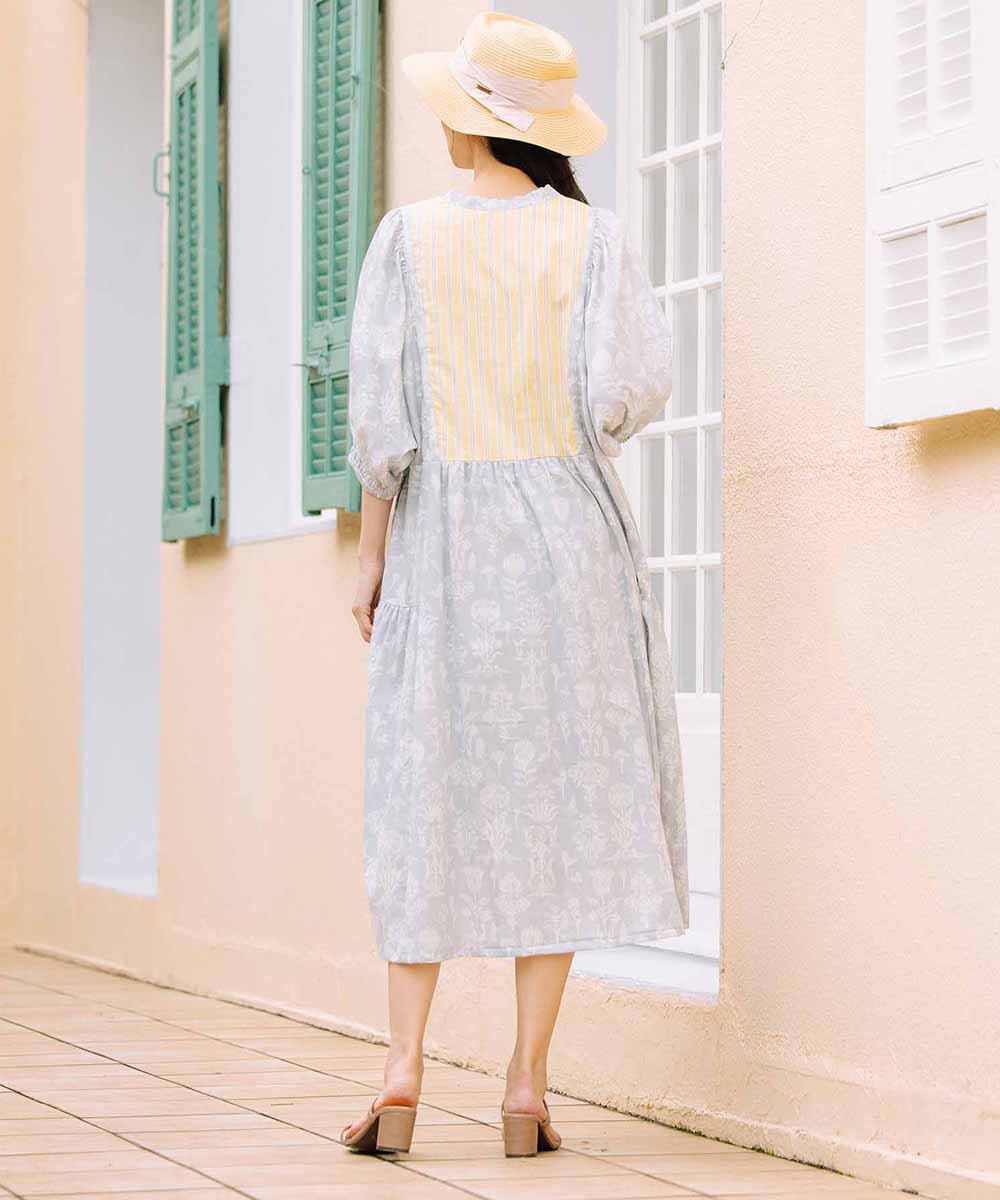 コードコットンMIXプリントカフタンワンピース