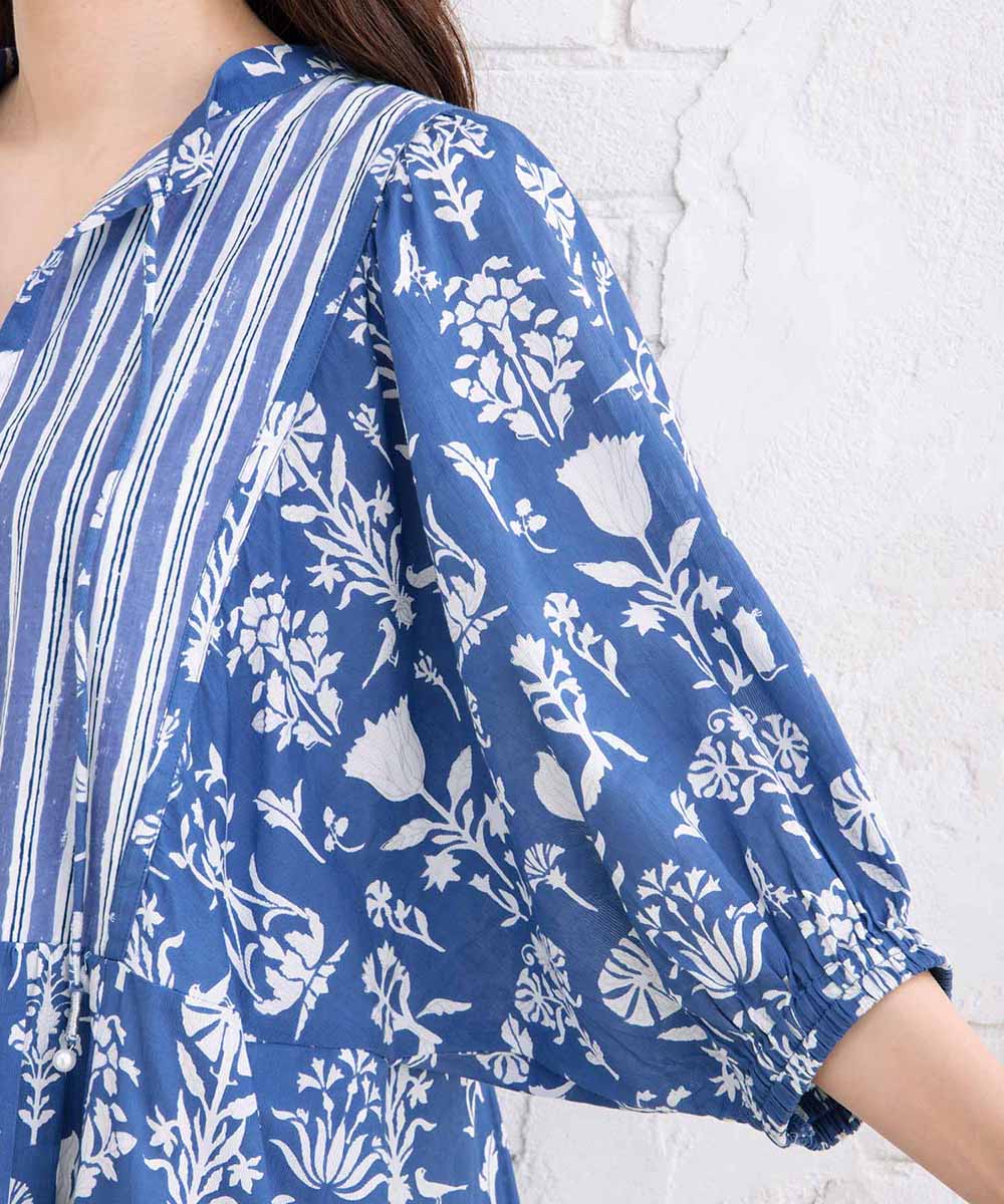 コードコットンMIXプリントカフタンワンピース