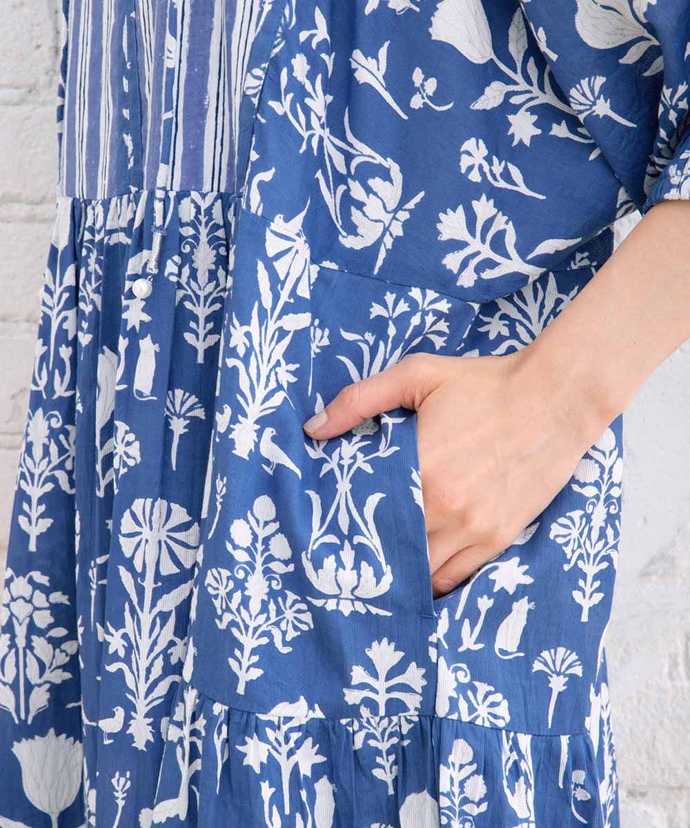 コードコットンMIXプリントカフタンワンピース