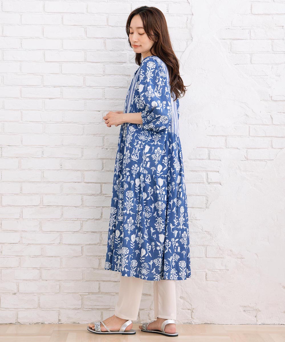 コードコットンMIXプリントカフタンワンピース