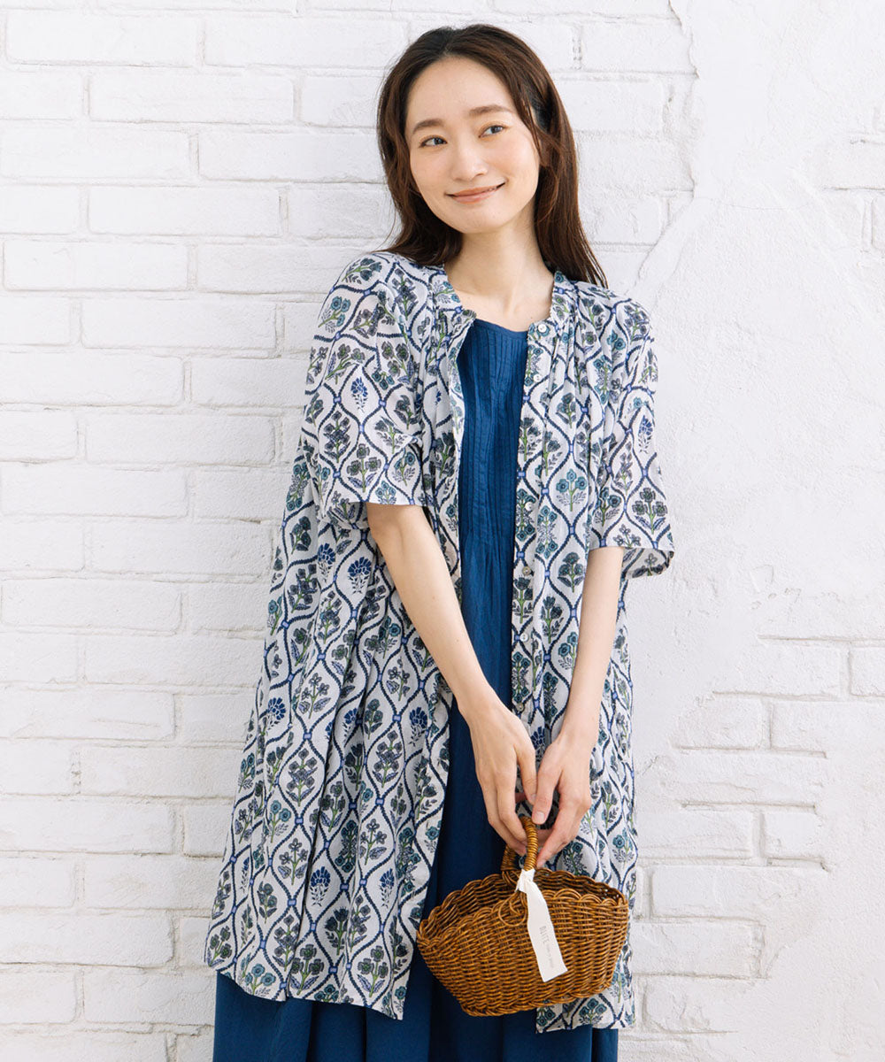 21号(6L～) フラワータイルプリントチュニック