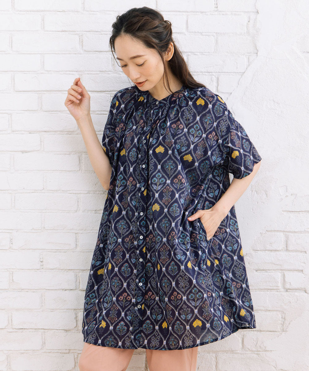 21号(6L～) フラワータイルプリントチュニック