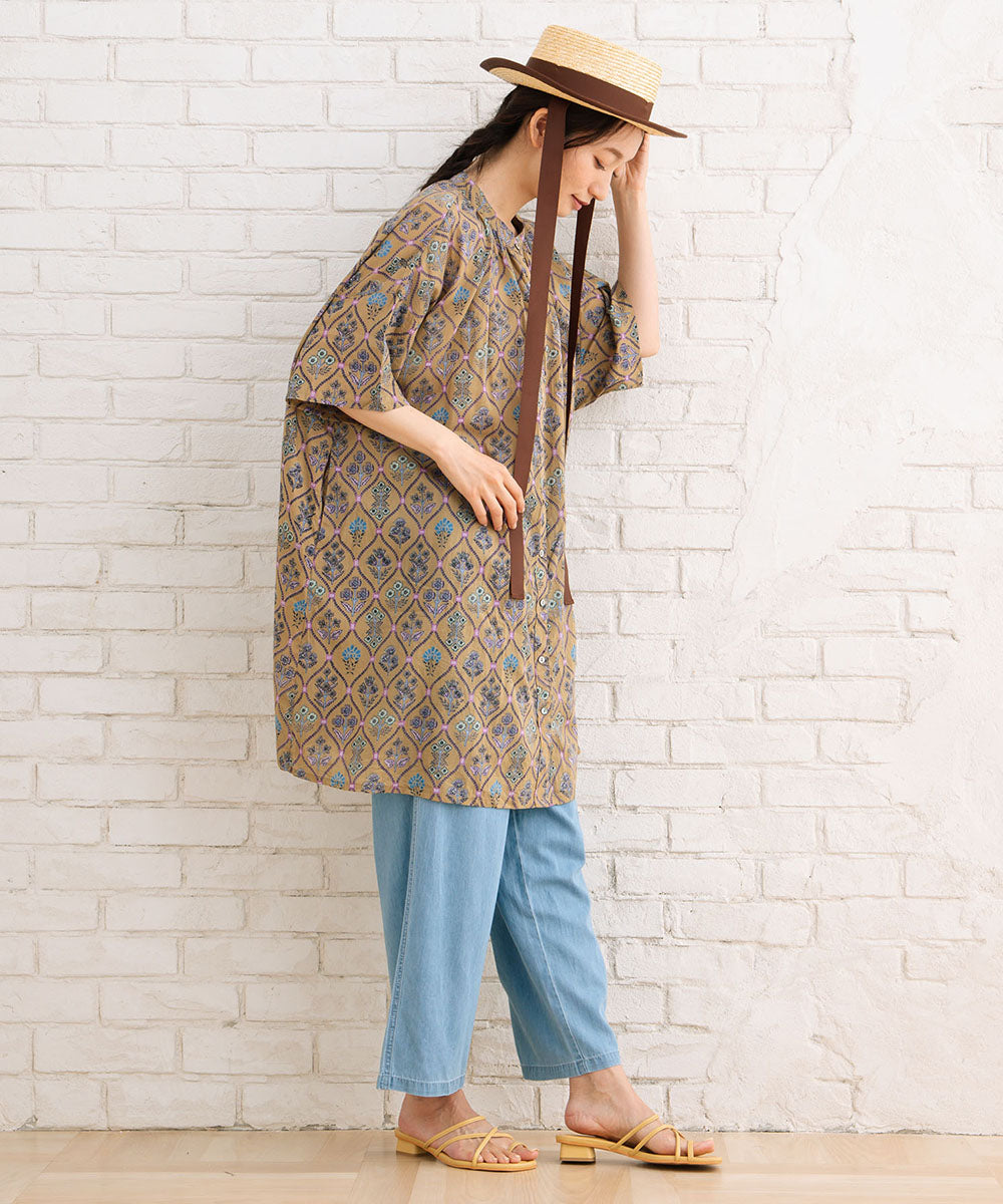 21号(6L～) フラワータイルプリントチュニック