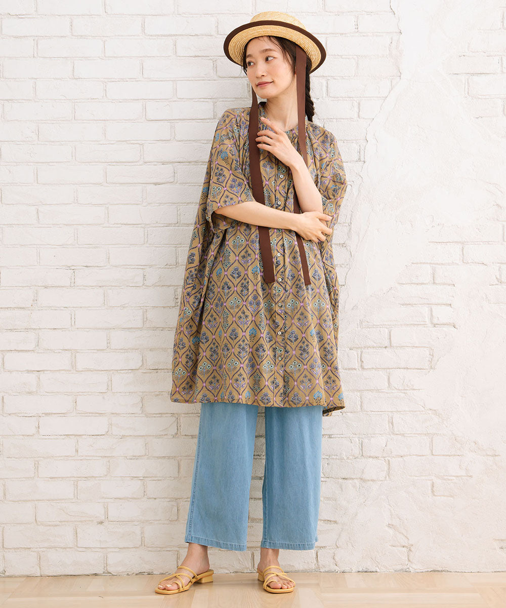 21号(6L～) フラワータイルプリントチュニック