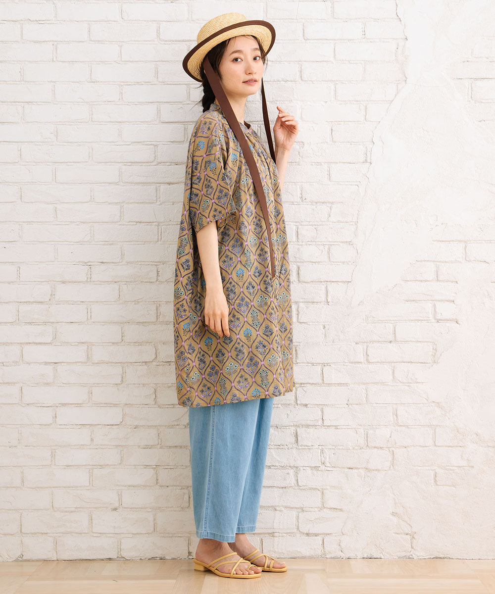 21号(6L～) フラワータイルプリントチュニック