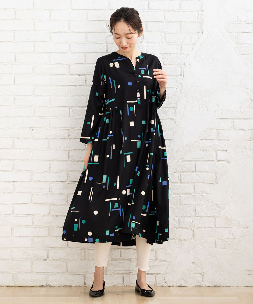 INDESIGN カラフルジオメトリックワンピース