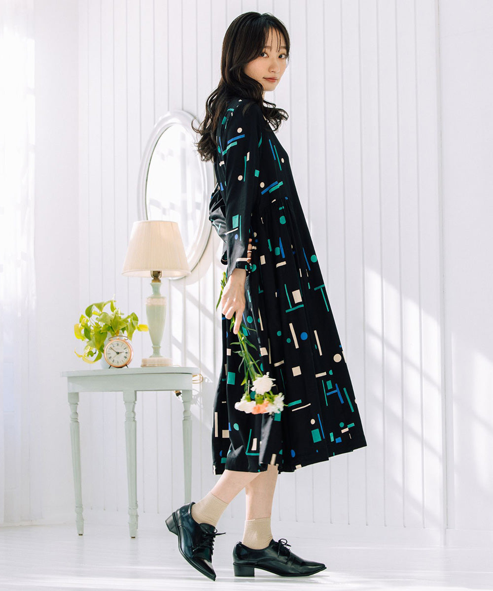 INDESIGN カラフルジオメトリックワンピース