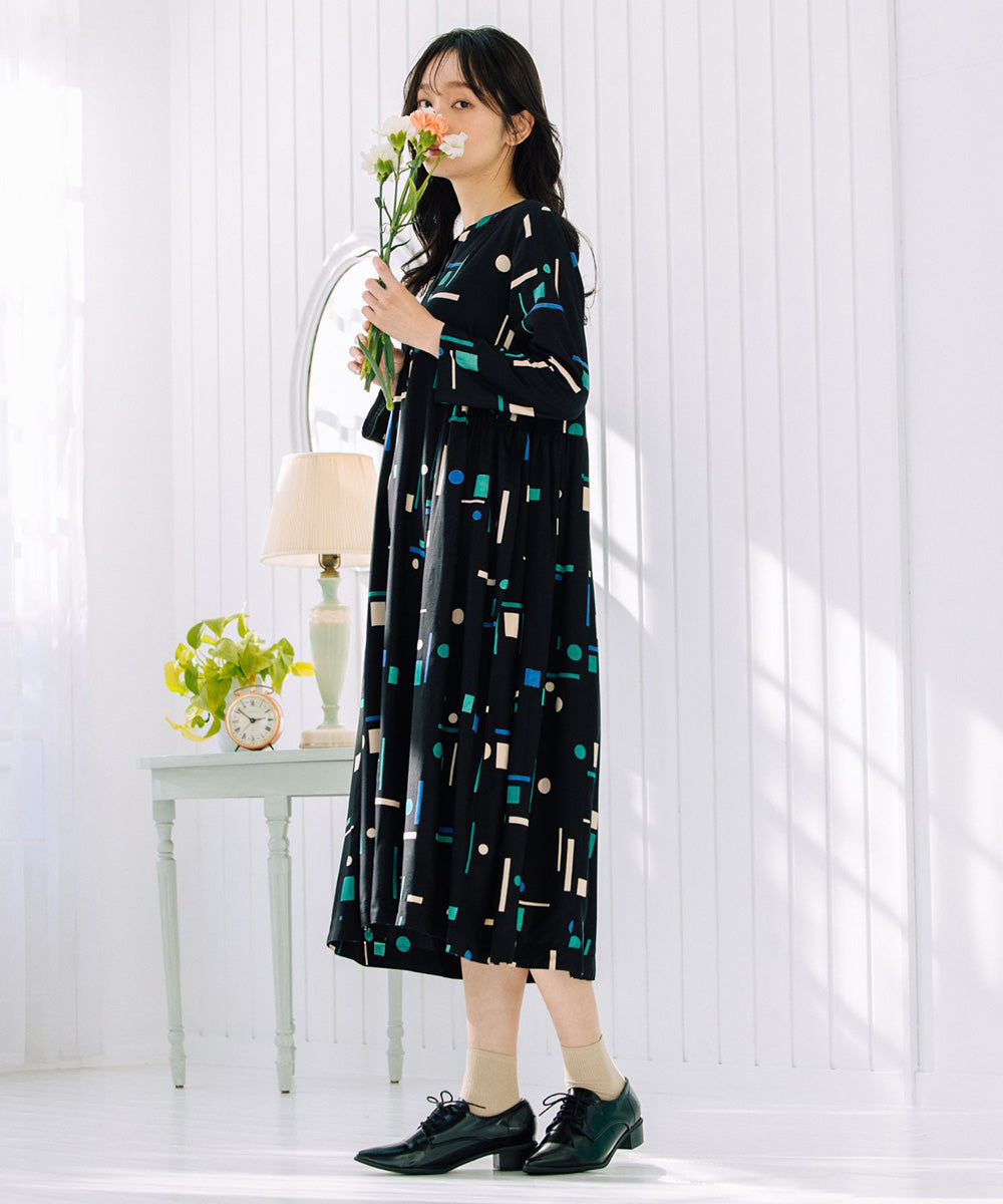 INDESIGN カラフルジオメトリックワンピース