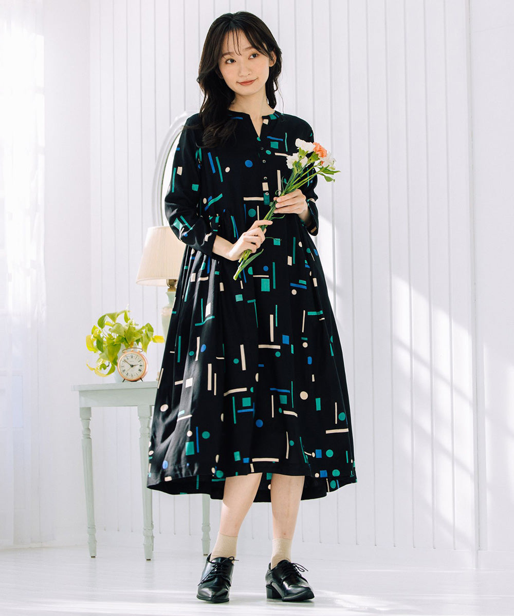 INDESIGN カラフルジオメトリックワンピース