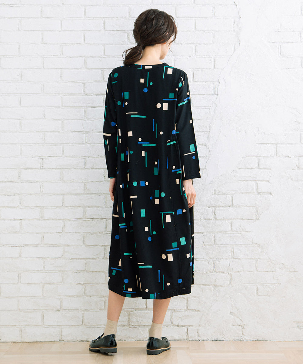 INDESIGN カラフルジオメトリックワンピース