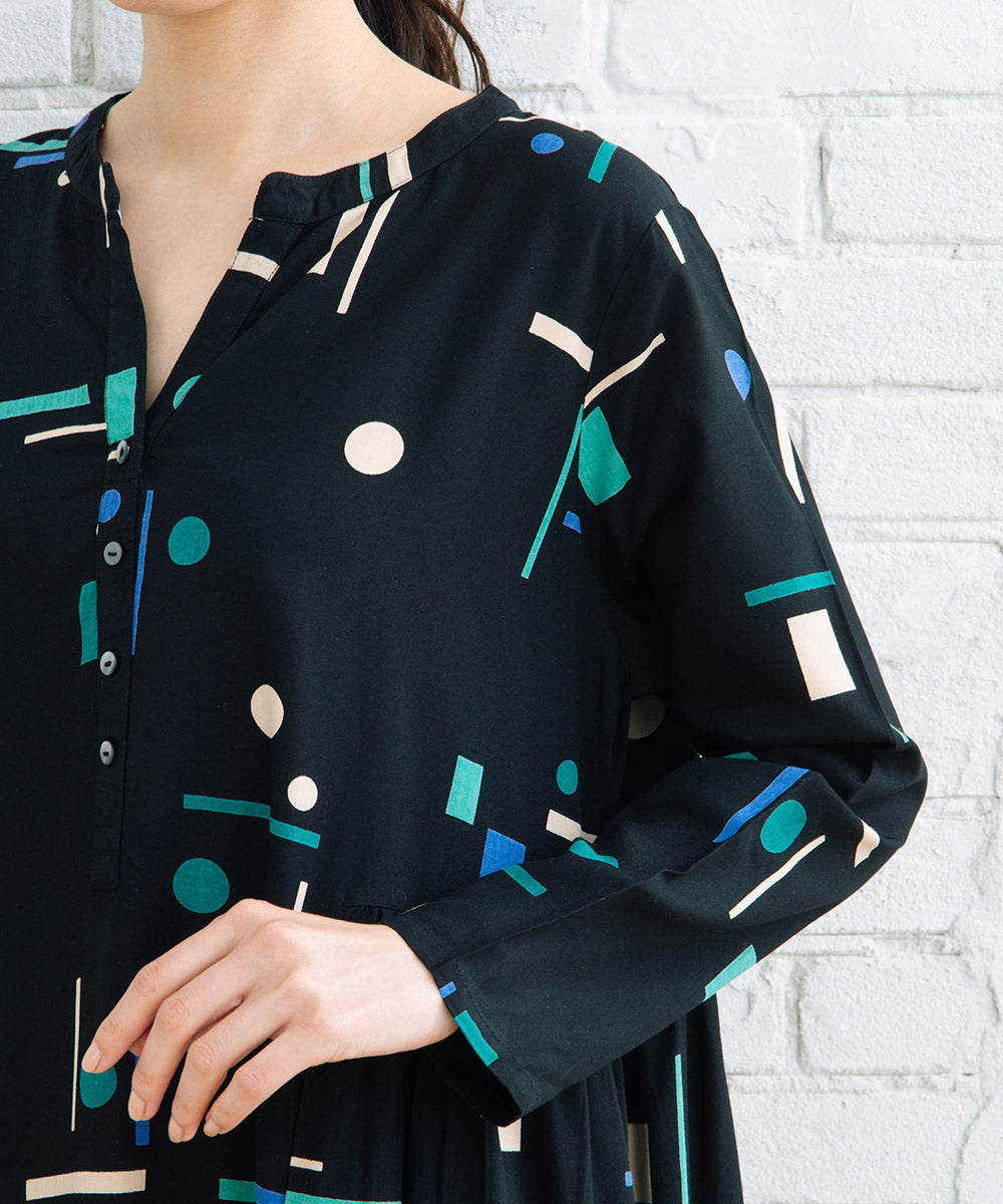 INDESIGN カラフルジオメトリックワンピース