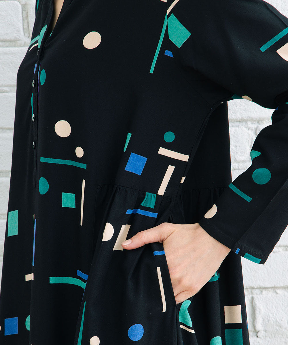 INDESIGN カラフルジオメトリックワンピース