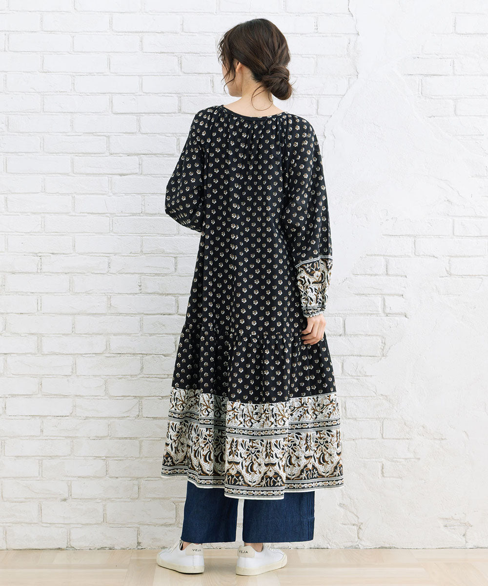 21号(6L～) INDESIGN ボタニカルMIXプリントカフタンワンピース