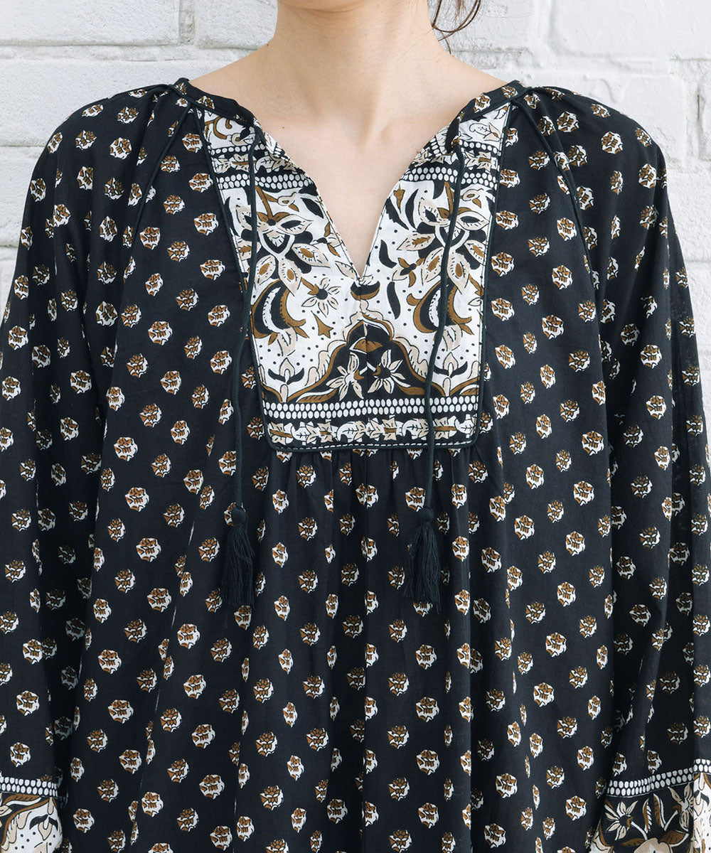 21号(6L～) INDESIGN ボタニカルMIXプリントカフタンワンピース