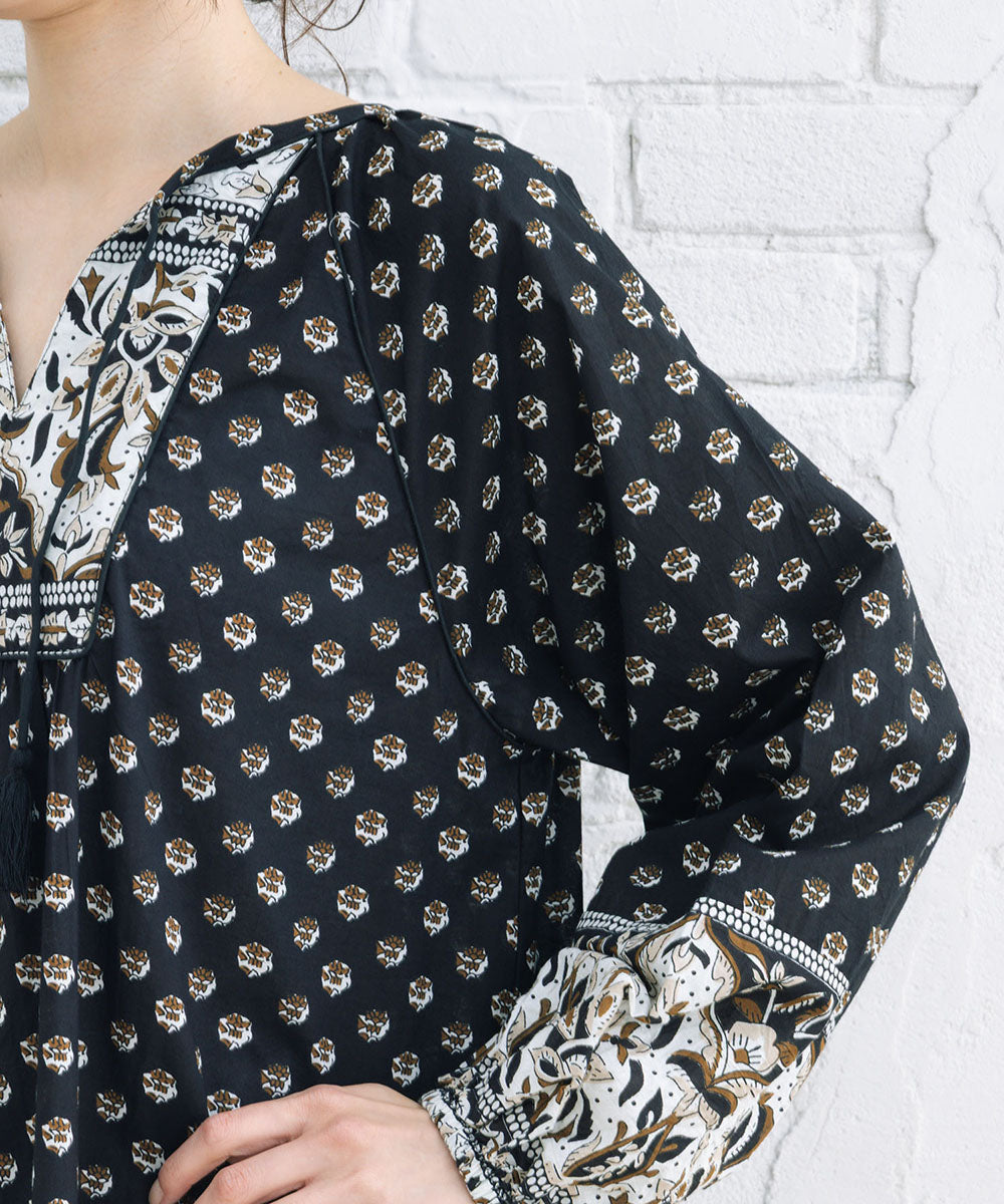 21号(6L～) INDESIGN ボタニカルMIXプリントカフタンワンピース