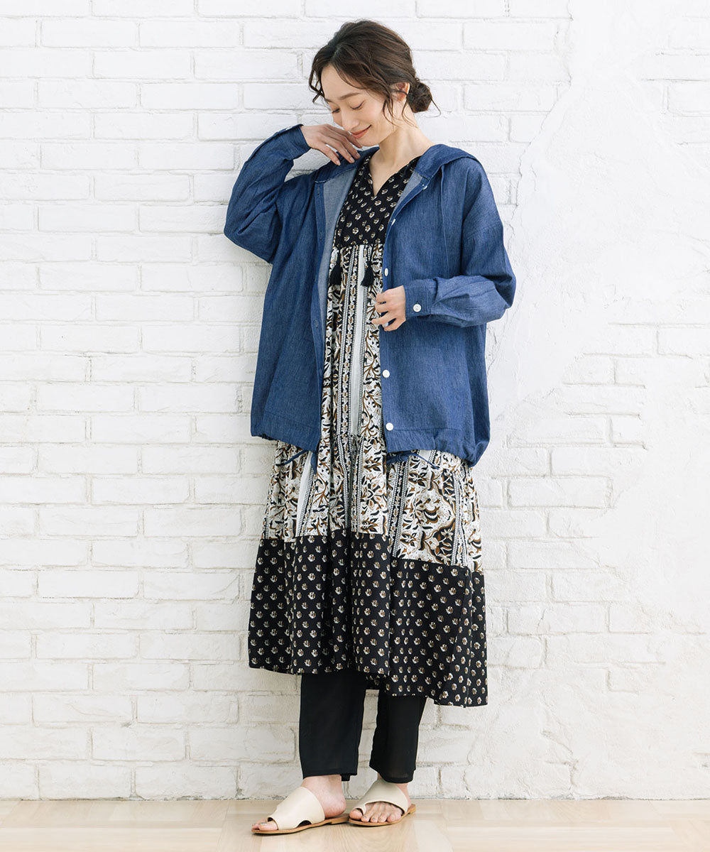 21号(6L～) INDESIGN ボタニカルMIXプリントカフタンワンピース