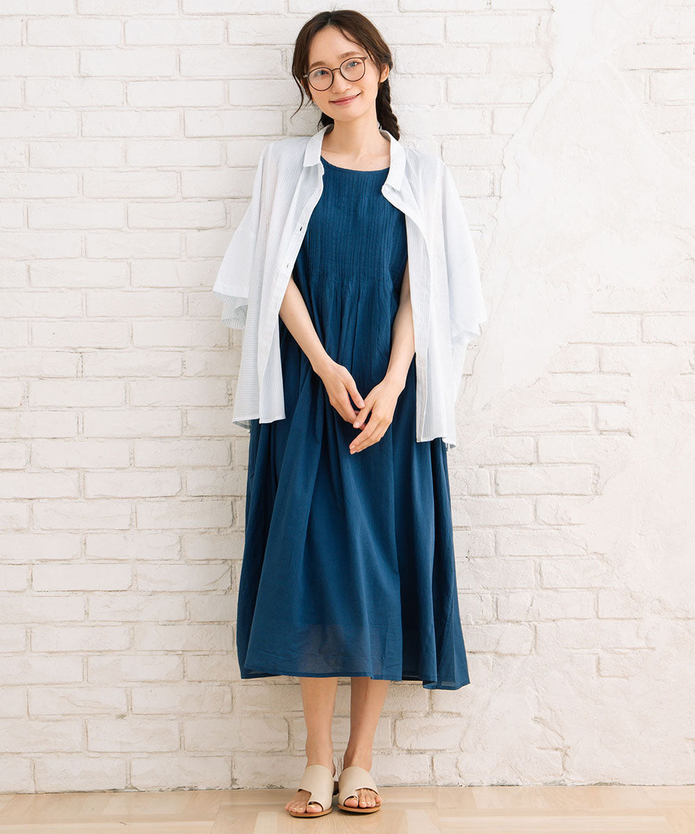 INDESIGN 【オーガニックコットン】ピンタックノースリーブワンピース