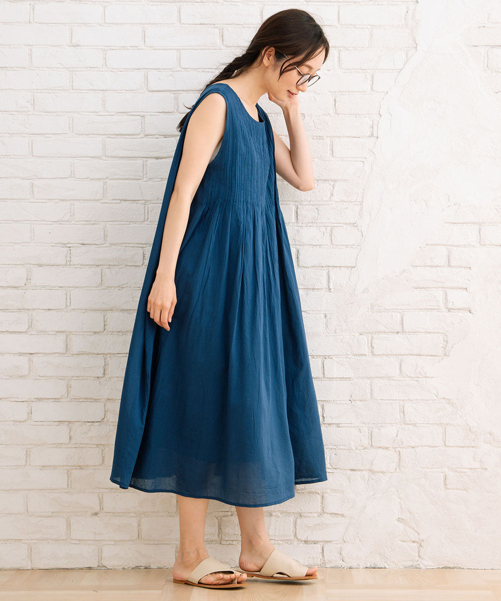 INDESIGN 【オーガニックコットン】ピンタックノースリーブワンピース