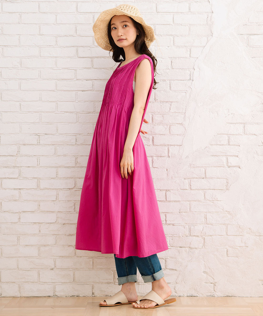 INDESIGN 【オーガニックコットン】ピンタックノースリーブワンピース