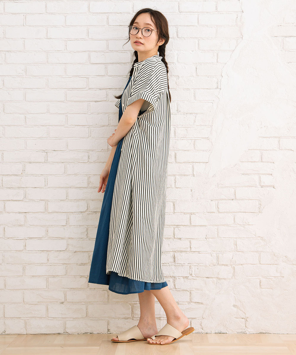 21号(6L～) INDESIGN 【オーガニックコットン】ピンタックノースリーブワンピース