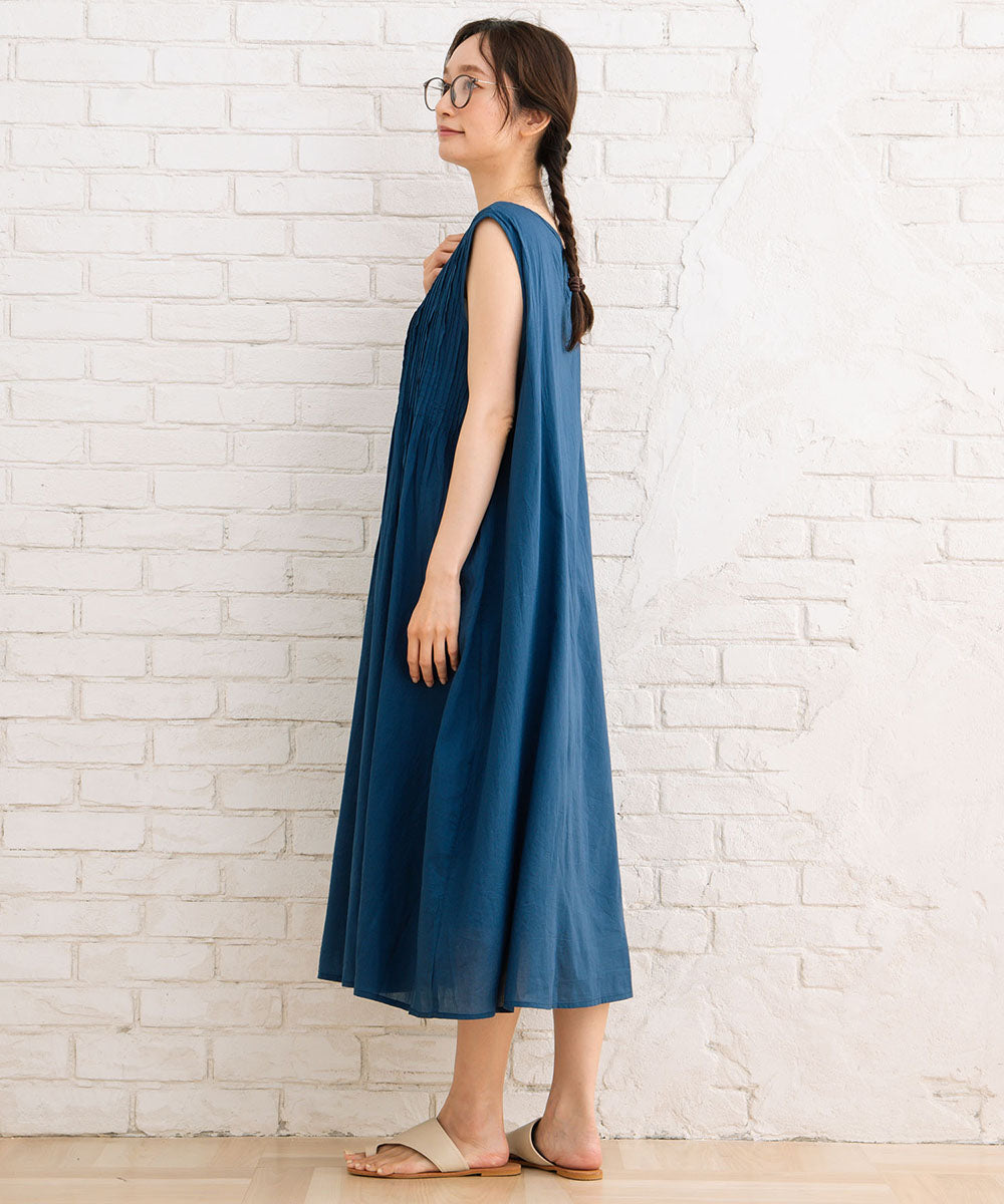 21号(6L～) INDESIGN 【オーガニックコットン】ピンタックノースリーブワンピース