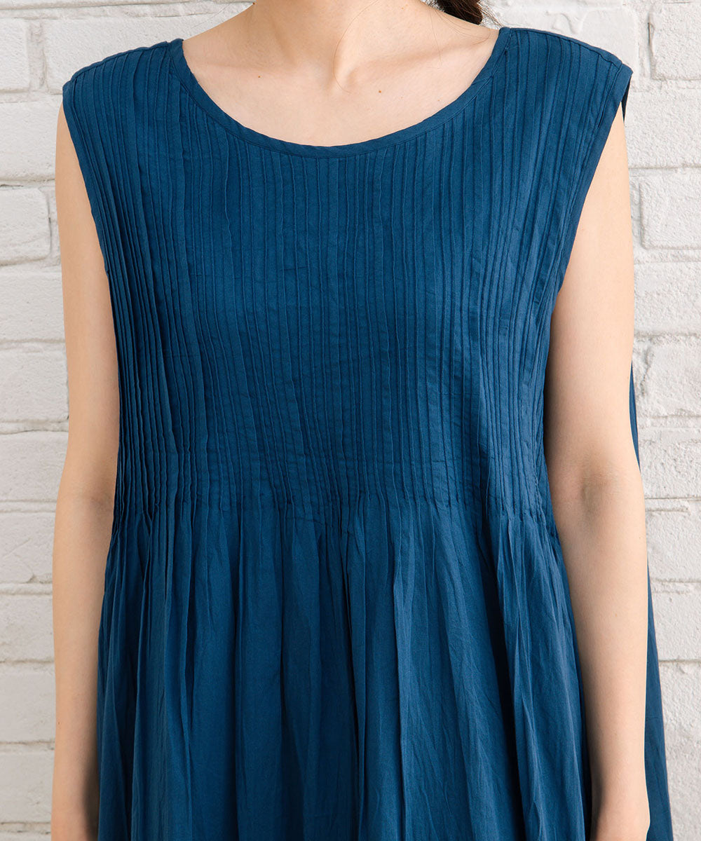 21号(6L～) INDESIGN 【オーガニックコットン】ピンタックノースリーブワンピース