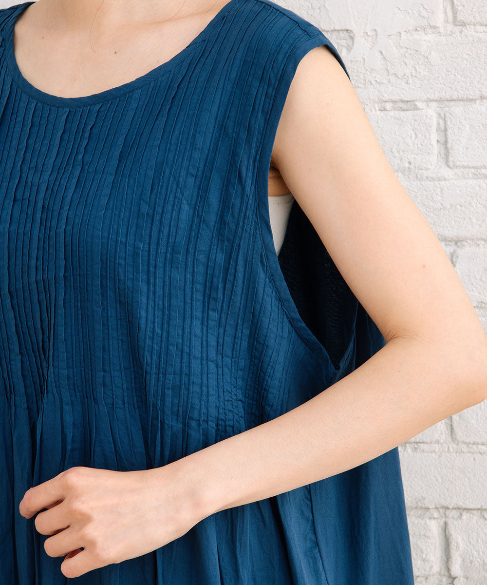 INDESIGN 【オーガニックコットン】ピンタックノースリーブワンピース