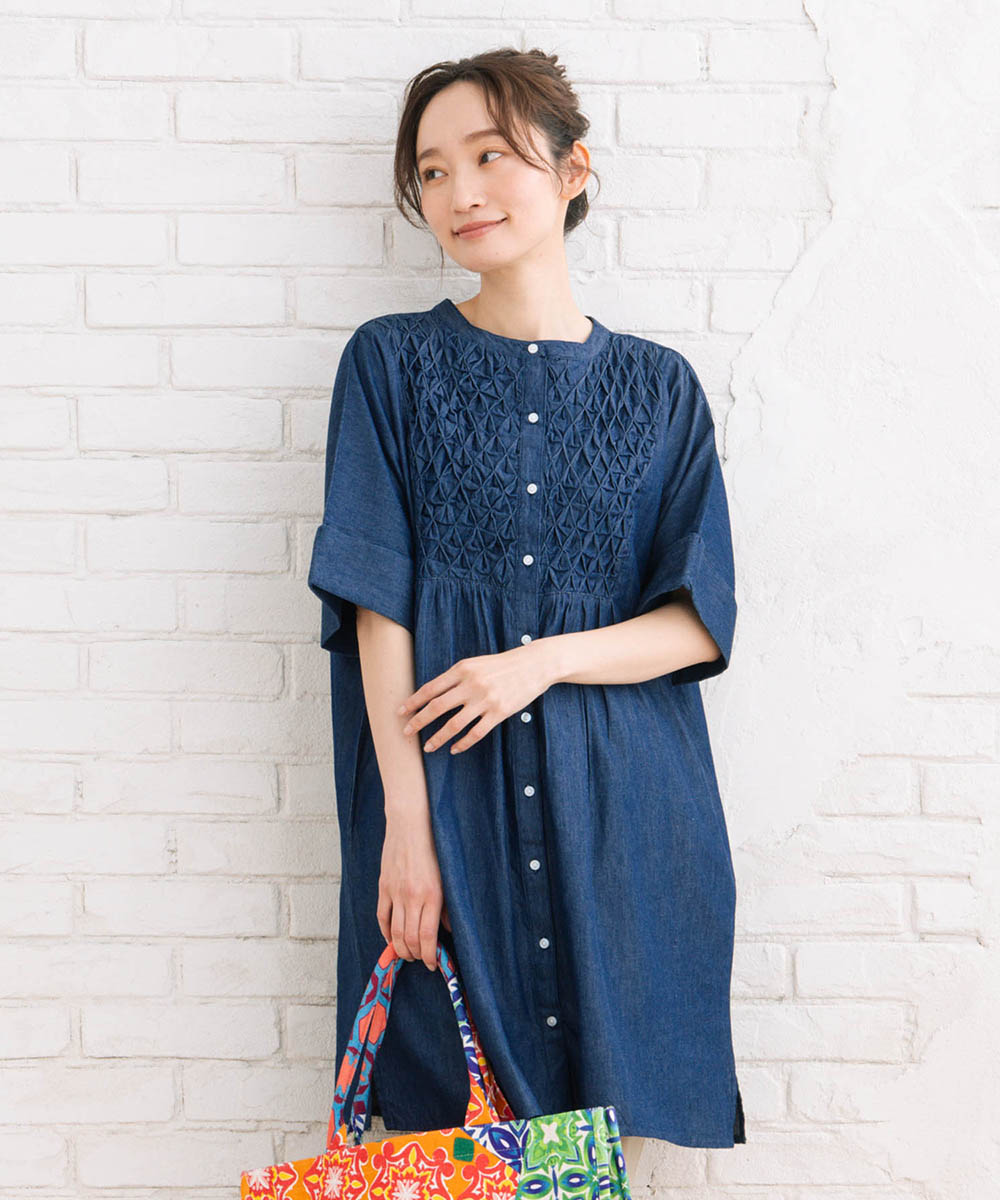 大きいサイズ レディース デニム 半袖 チュニック｜sabstreet my standard(サブストリートマイスタンダード)