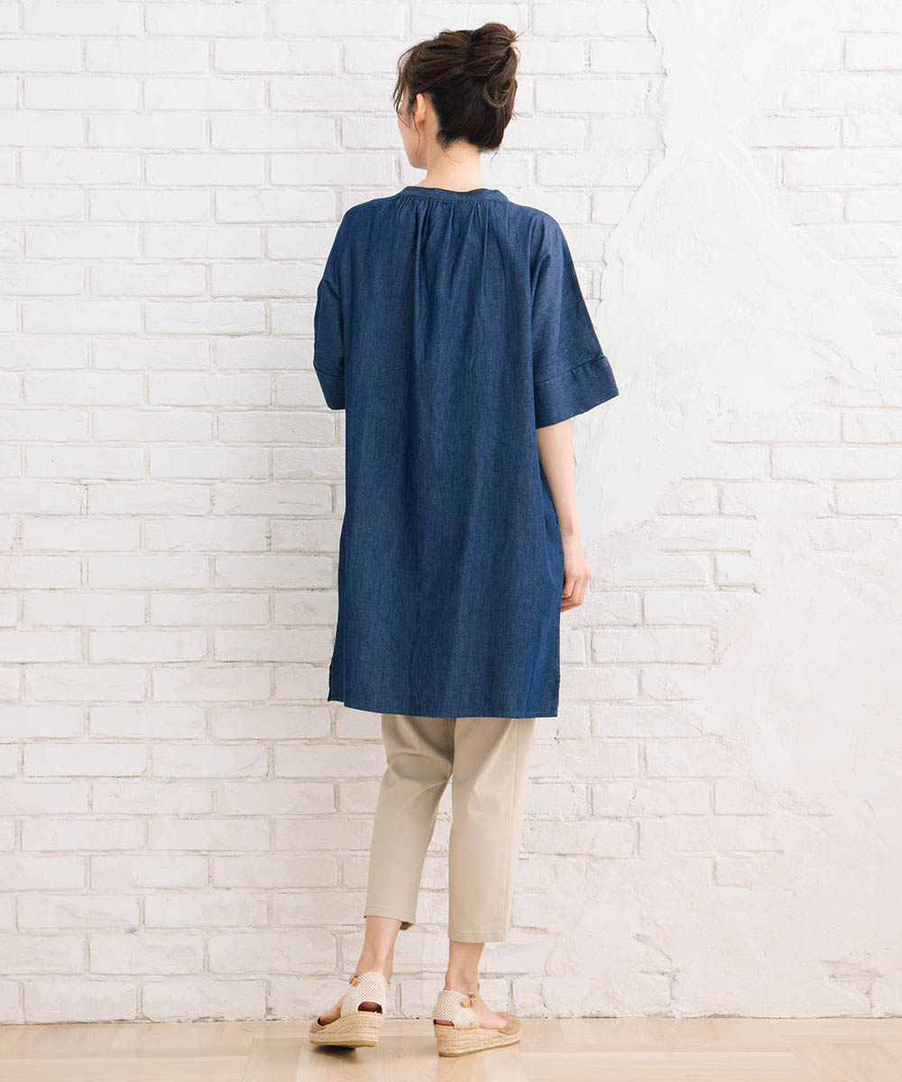 INDESIGN ハンドスモッキングデニムチュニック