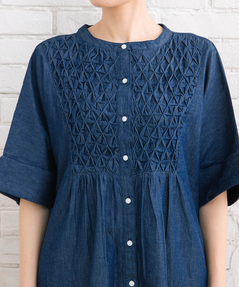 21号(6L～) INDESIGN ハンドスモッキングデニムチュニック