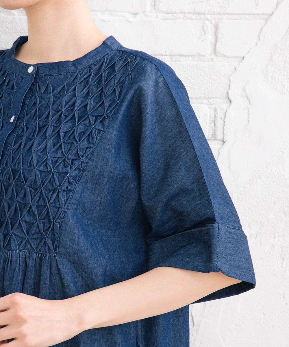 21号(6L～) INDESIGN ハンドスモッキングデニムチュニック