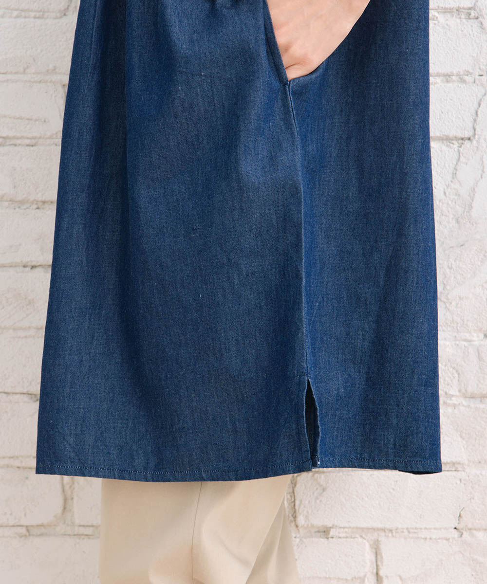 21号(6L～) INDESIGN ハンドスモッキングデニムチュニック