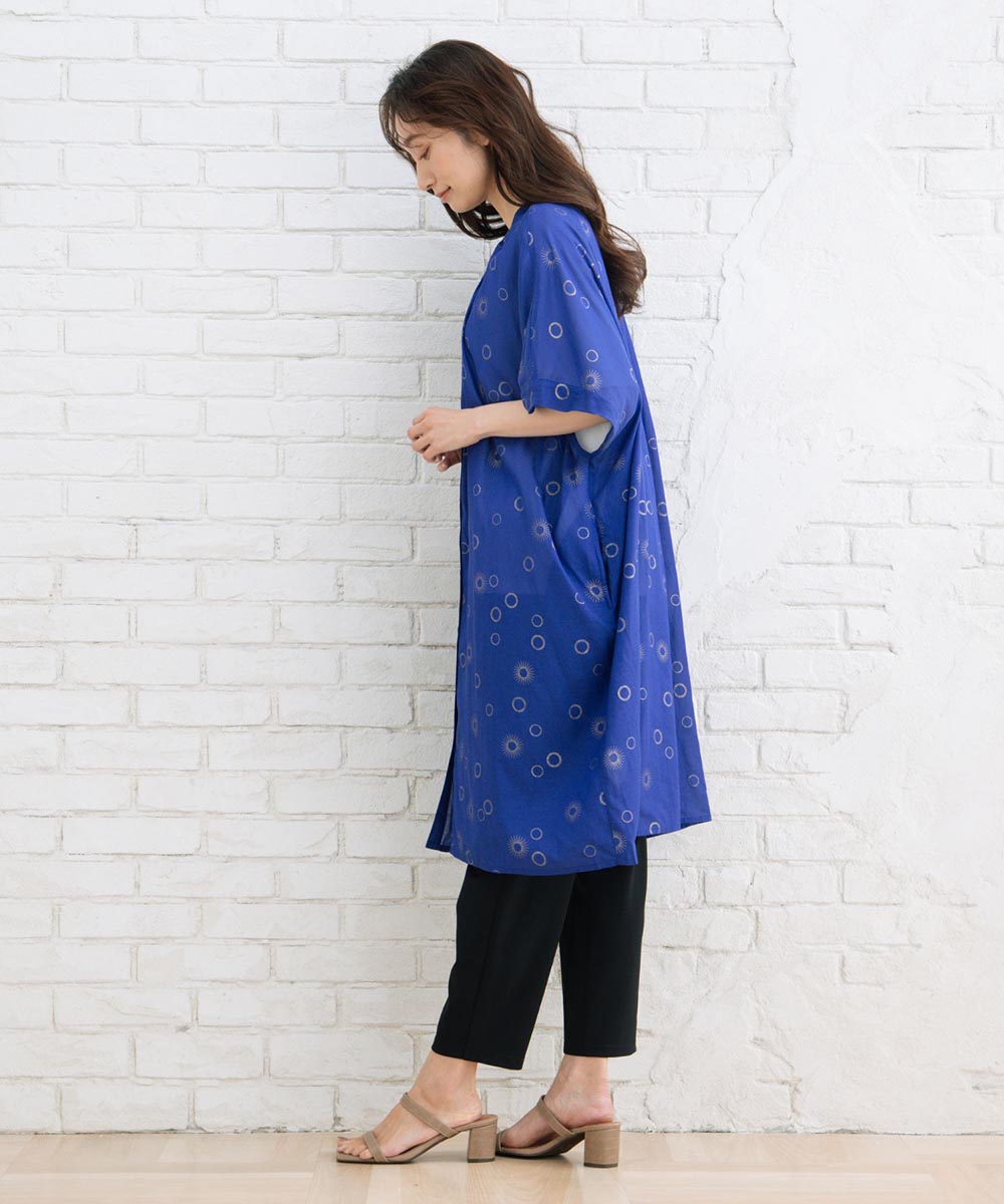 21号(6L～) INDESIGN スシボイルサークルホイルプリントワンピース