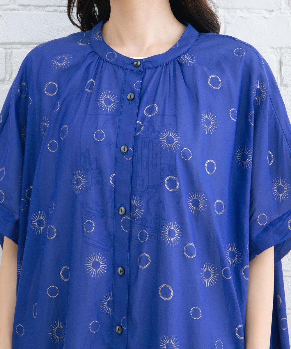 21号(6L～) INDESIGN スシボイルサークルホイルプリントワンピース