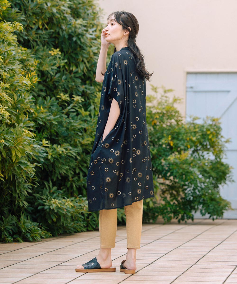 21号(6L～) INDESIGN スシボイルサークルホイルプリントワンピース