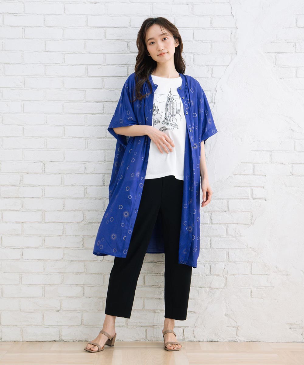 21号(6L～) INDESIGN スシボイルサークルホイルプリントワンピース