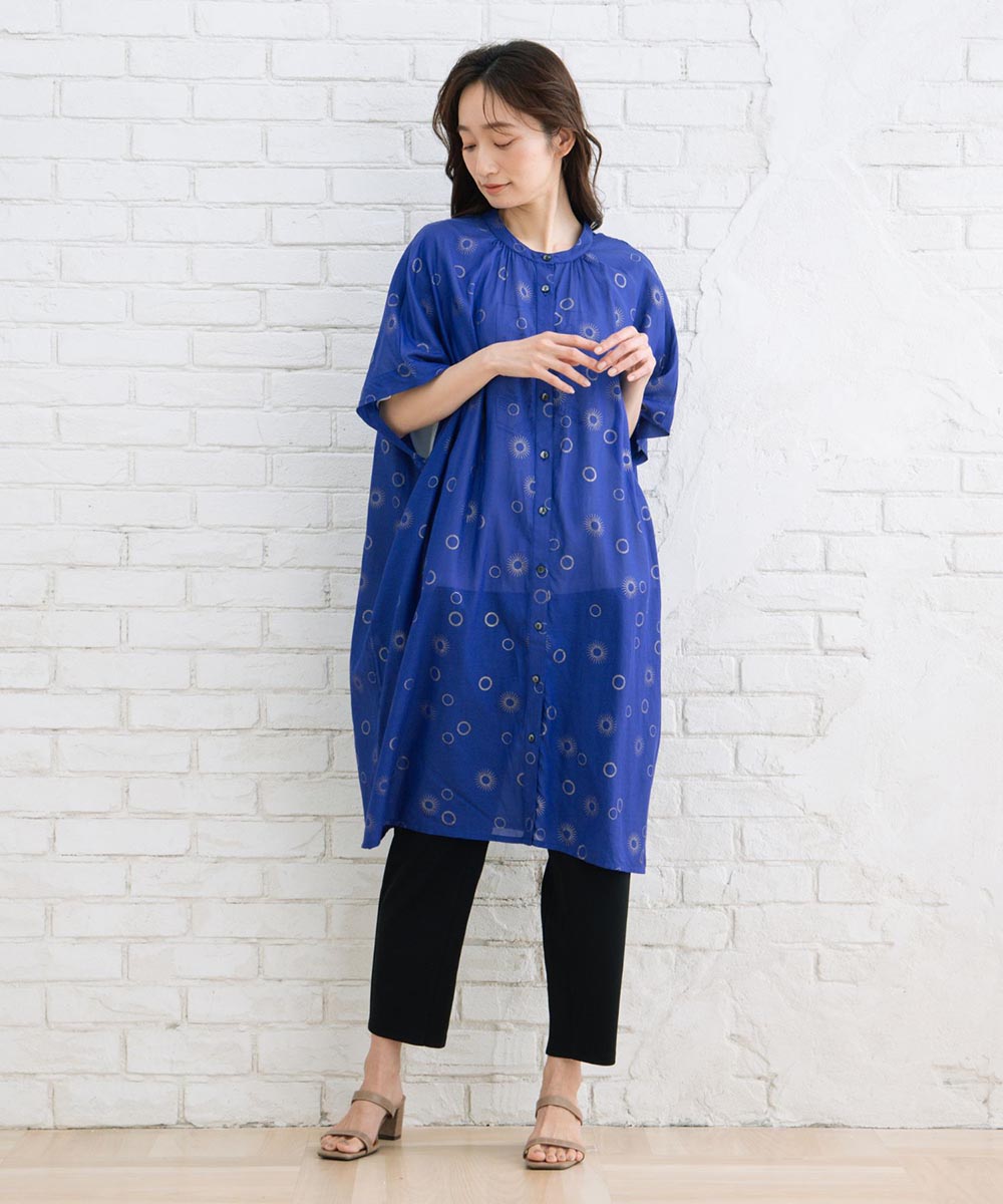 21号(6L～) INDESIGN スシボイルサークルホイルプリントワンピース