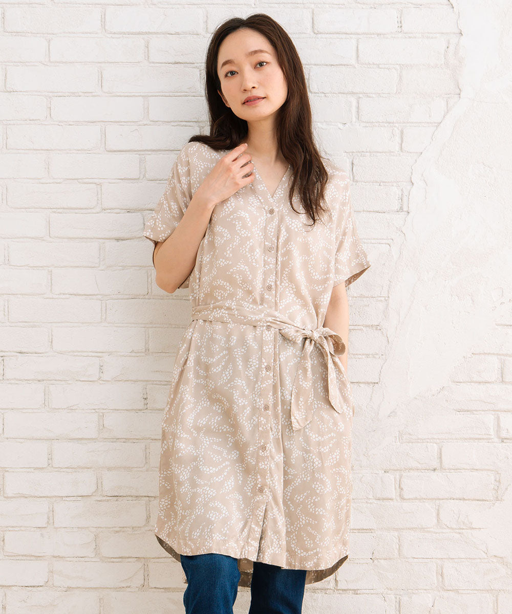 KAFFE レースプリントワンピース